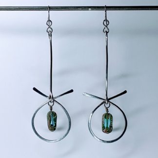 Ariel Earrings - Stainless Steel and Aqua Blue Glass