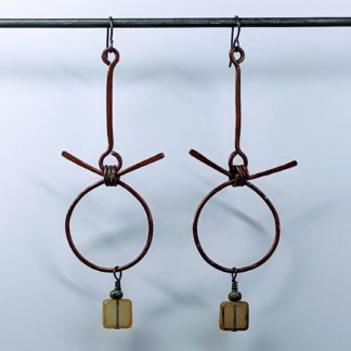 Teko Earrings - Copper and Sage Glass